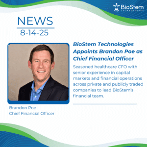 Brandon POE, new BioStem Technologies CFO