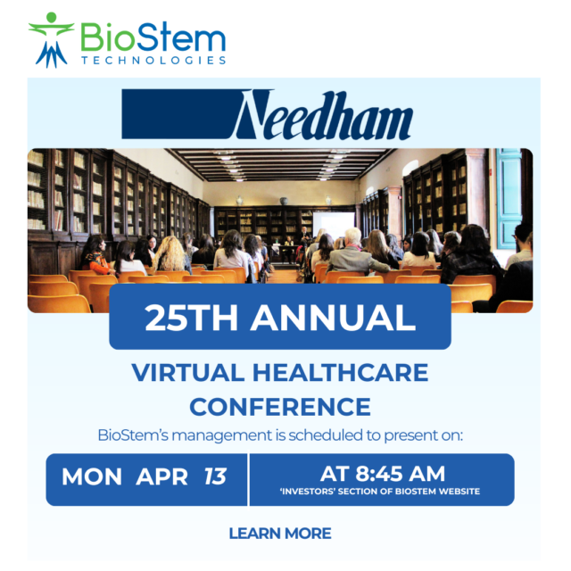 BioStem Technologies to Present at the 25th Annual Needham Virtual Healthcare Conference